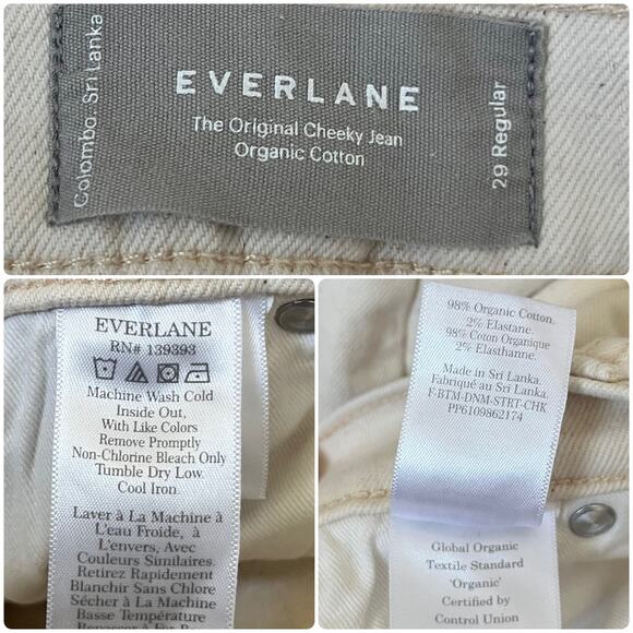 Everlane The Original Cheeky Organic Cotton Ecru Size 29 Jean 27.5 Inch Inseam - Picture 12 of 13